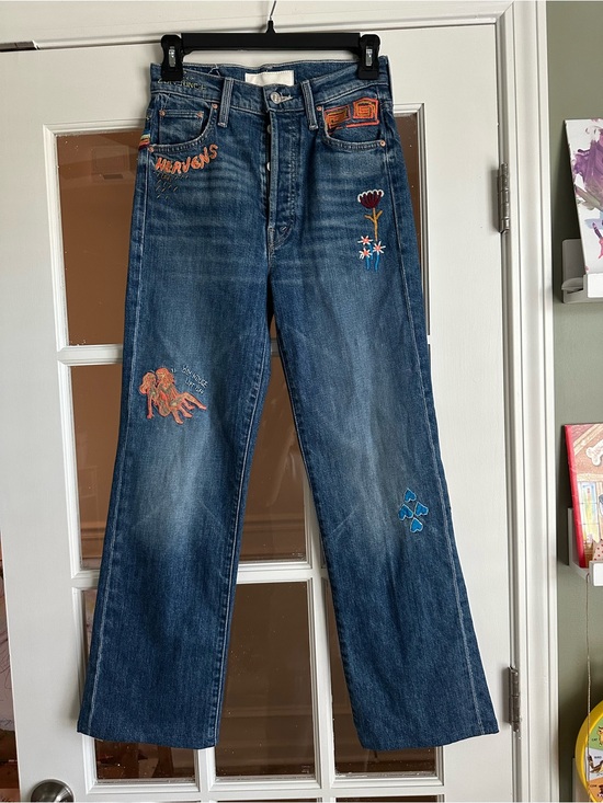 MOTHER Denim - Mother Superior embroidered the rambler sneak straight jean